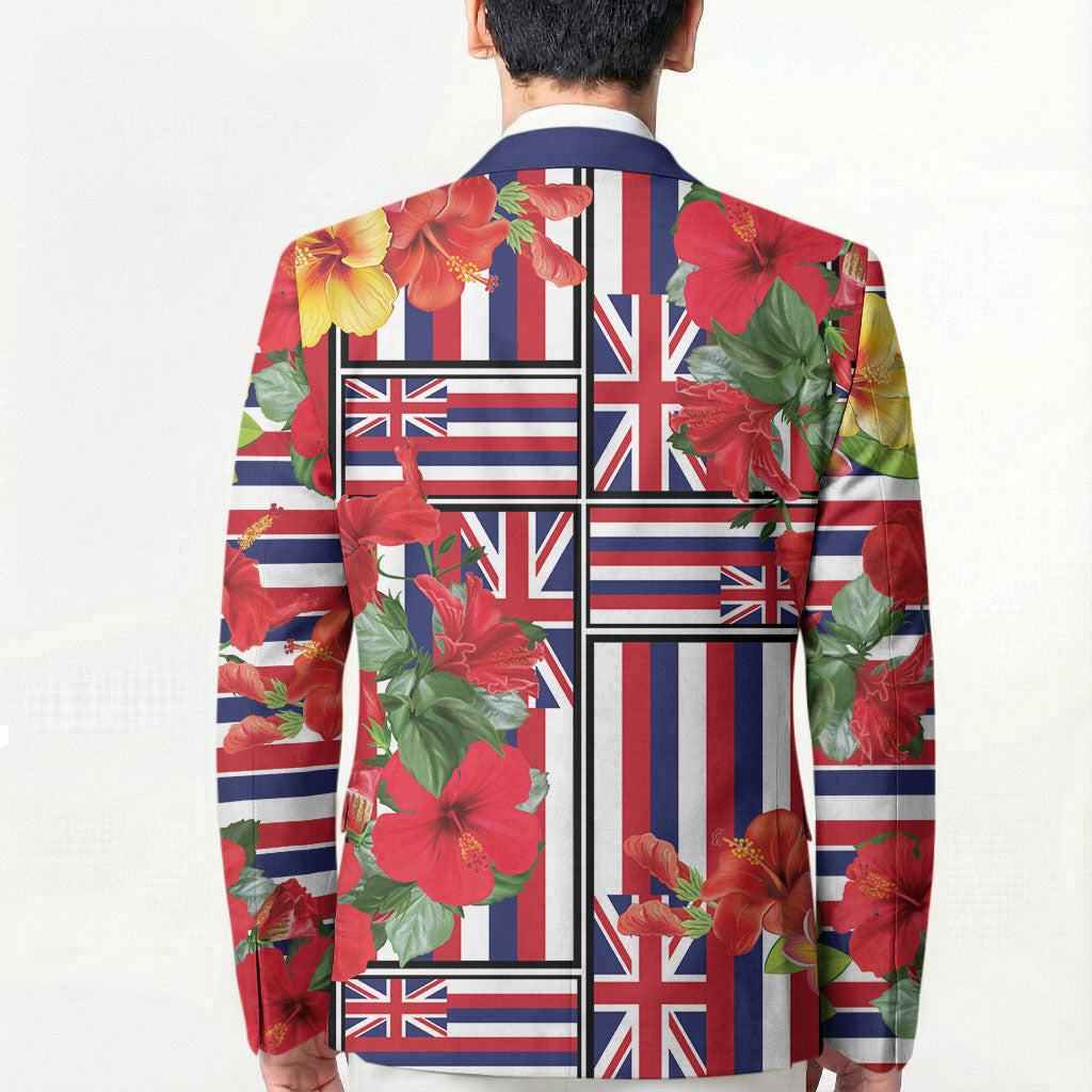 Hawaii Hibiscus Lei Blazer Hawaiian Flag Motif