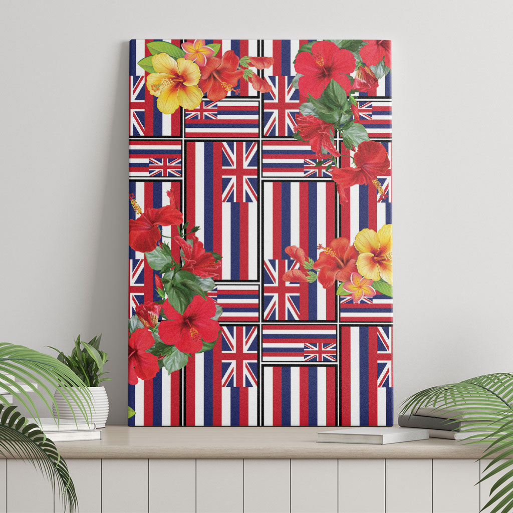 Hawaii Hibiscus Lei Canvas Wall Art Hawaiian Flag Motif