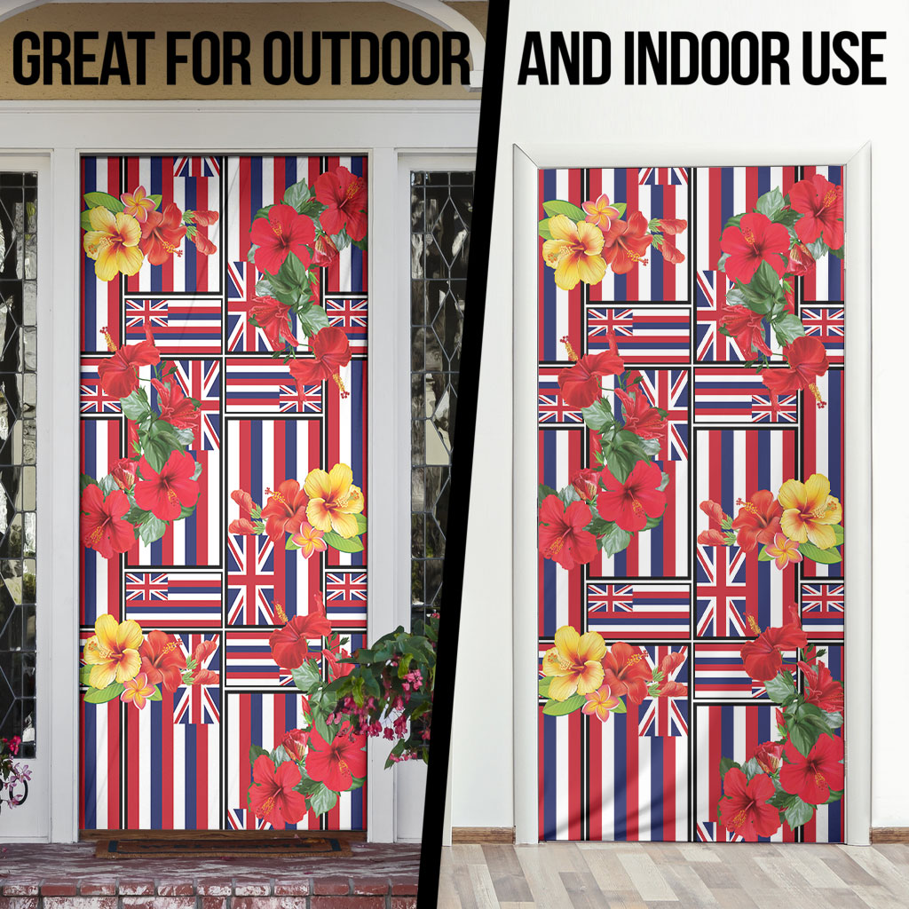Hawaii Hibiscus Lei Door Cover Hawaiian Flag Motif