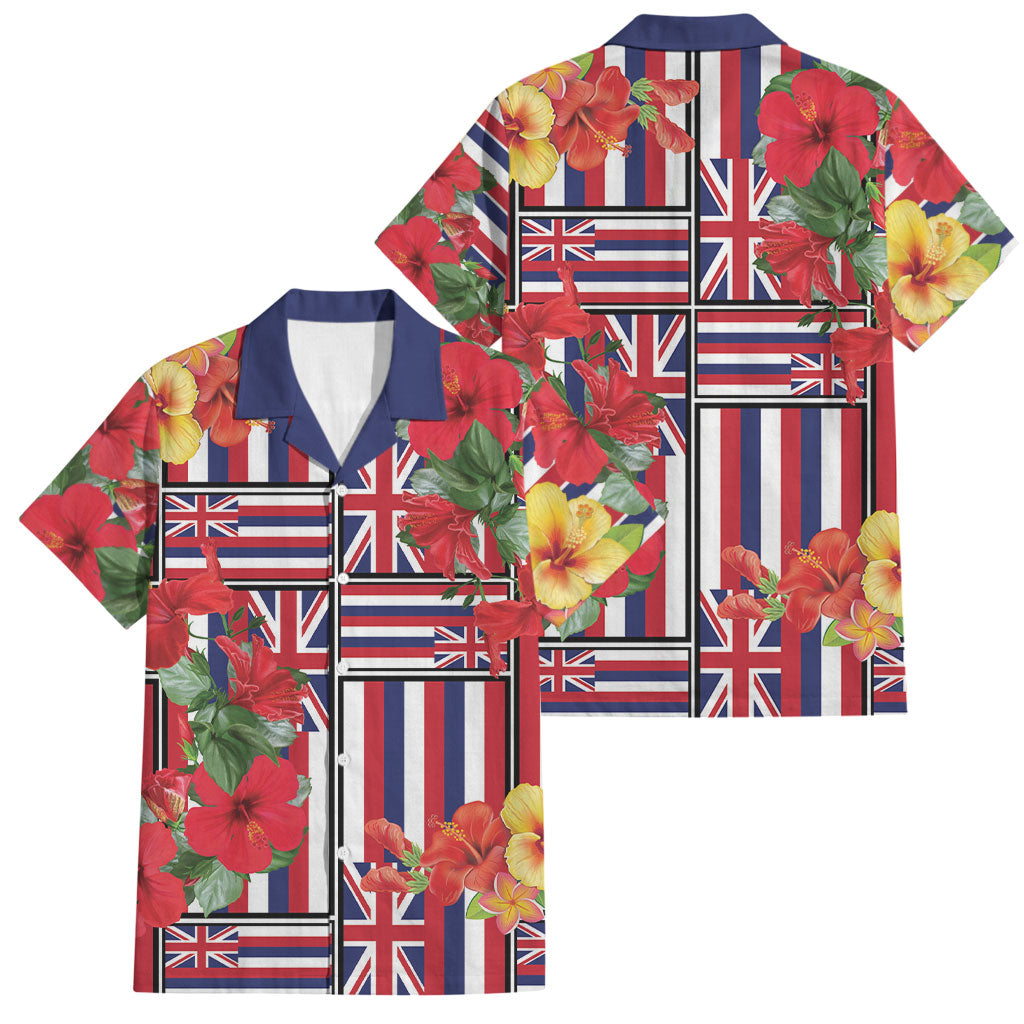 Hawaii Hibiscus Lei Family Matching Long Sleeve Bodycon Dress and Hawaiian Shirt Hawaiian Flag Motif LT9 Dad's Shirt - Short Sleeve Red - Polynesian Pride