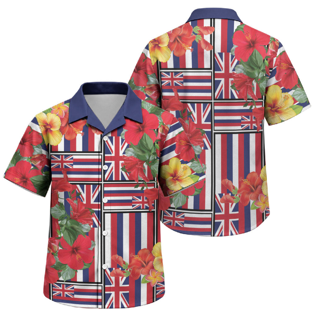 Hawaii Hibiscus Lei Family Matching Long Sleeve Bodycon Dress and Hawaiian Shirt Hawaiian Flag Motif LT9 Son's Shirt Red - Polynesian Pride