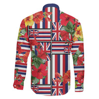 Hawaii Hibiscus Lei Family Matching Off Shoulder Maxi Dress and Hawaiian Shirt Hawaiian Flag Motif