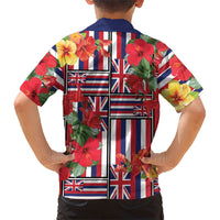 Hawaii Hibiscus Lei Family Matching Puletasi and Hawaiian Shirt Hawaiian Flag Motif