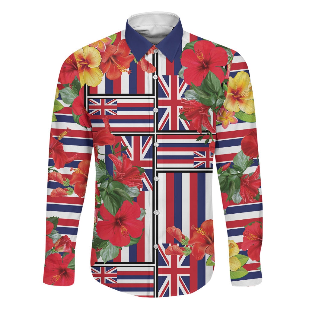 Hawaii Hibiscus Lei Family Matching Tank Maxi Dress and Hawaiian Shirt Hawaiian Flag Motif