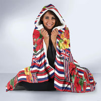 Hawaii Hibiscus Lei Hooded Blanket Hawaiian Flag Motif
