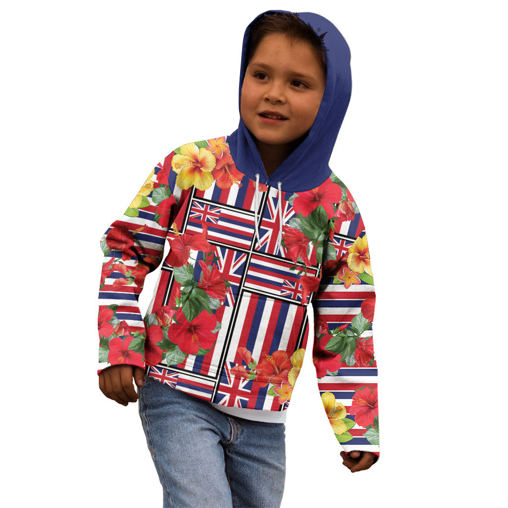 Hawaii Hibiscus Lei Kid Hoodie Hawaiian Flag Motif