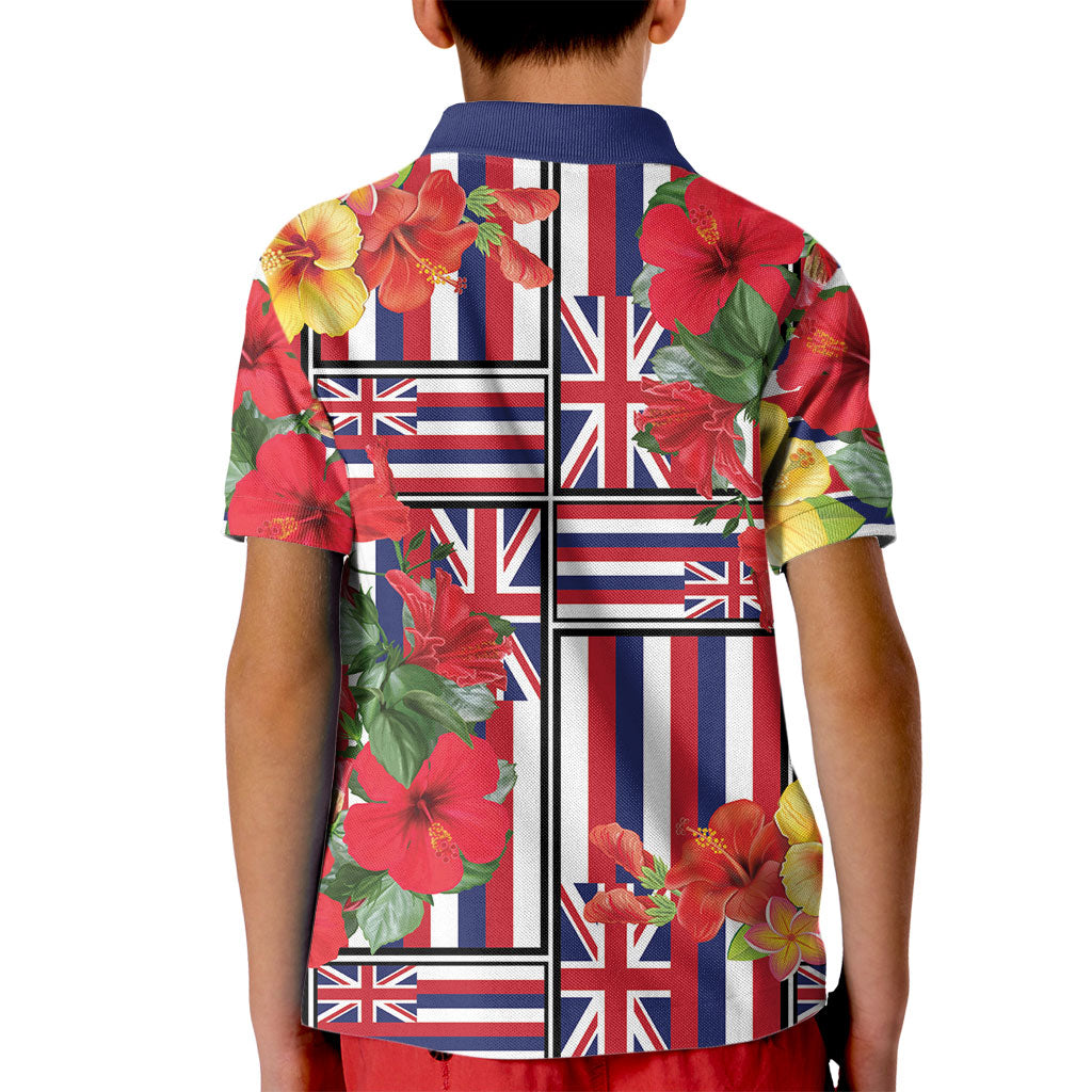 Hawaii Hibiscus Lei Kid Polo Shirt Hawaiian Flag Motif