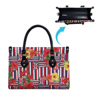 Hawaii Hibiscus Lei Leather Bag Hawaiian Flag Motif