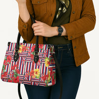 Hawaii Hibiscus Lei Leather Bag Hawaiian Flag Motif