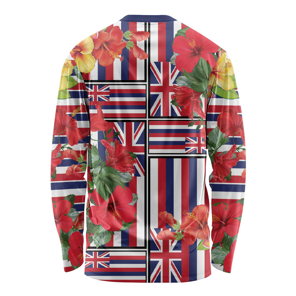 Hawaii Hibiscus Lei Long Sleeve Shirt Hawaiian Flag Motif