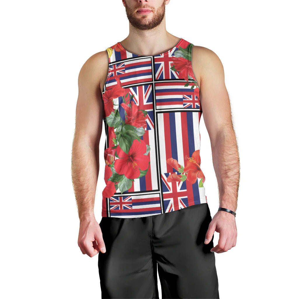Hawaii Hibiscus Lei Men Tank Top Hawaiian Flag Motif