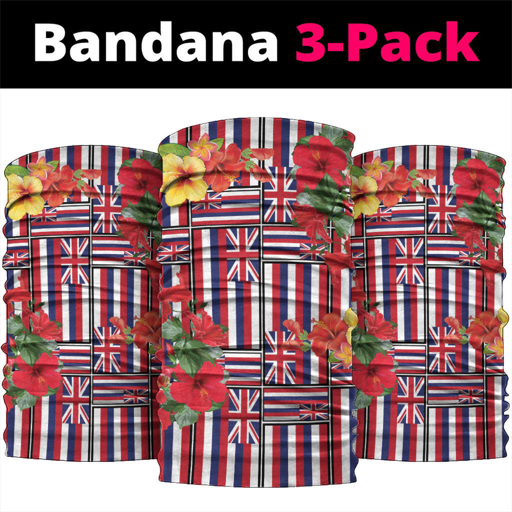 Hawaii Hibiscus Lei Neck Gaiter Hawaiian Flag Motif LT9 package One Size: 25*50cm Red - Polynesian Pride