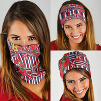 Hawaii Hibiscus Lei Neck Gaiter Hawaiian Flag Motif