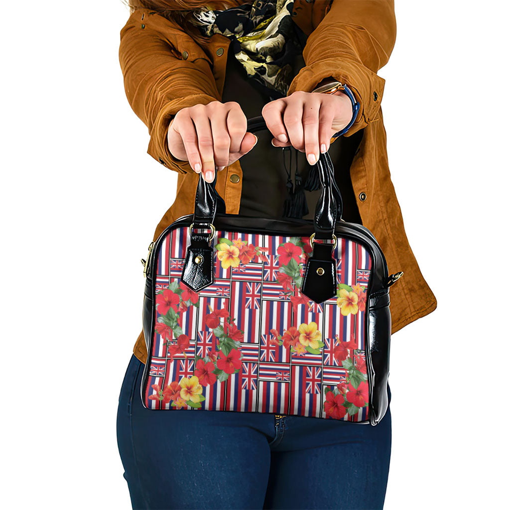 Hawaii Hibiscus Lei Shoulder Handbag Hawaiian Flag Motif LT9 One Size Red - Polynesian Pride