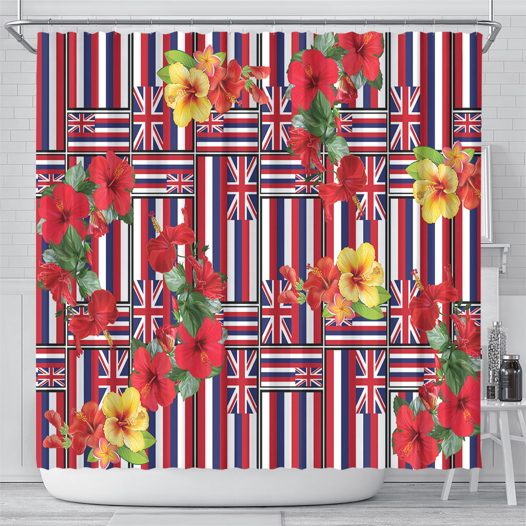 Hawaii Hibiscus Lei Shower Curtain Hawaiian Flag Motif