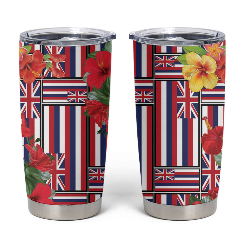 Hawaii Hibiscus Lei Tumbler Cup Hawaiian Flag Motif