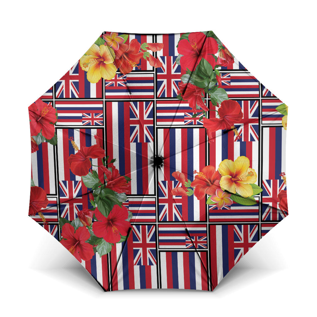 Hawaii Hibiscus Lei Umbrella Hawaiian Flag Motif