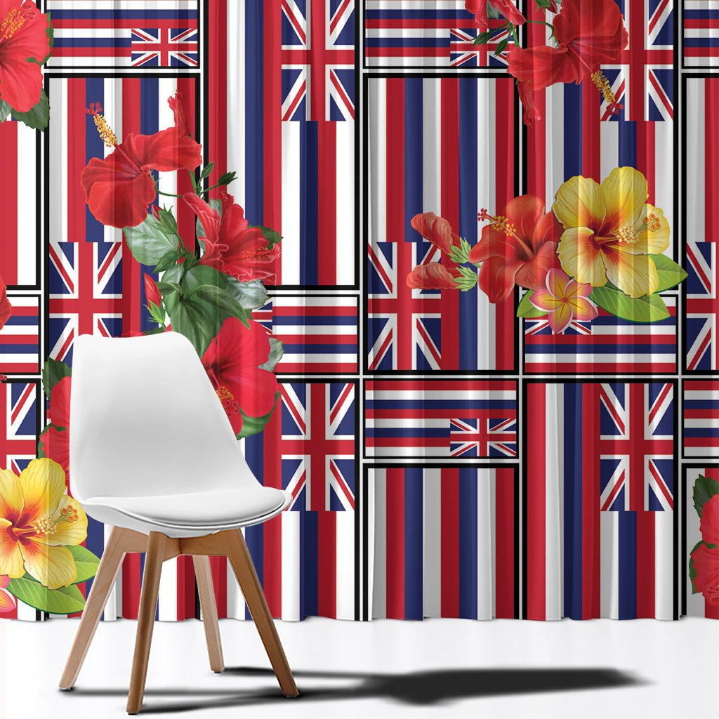 Hawaii Hibiscus Lei Window Curtain Hawaiian Flag Motif