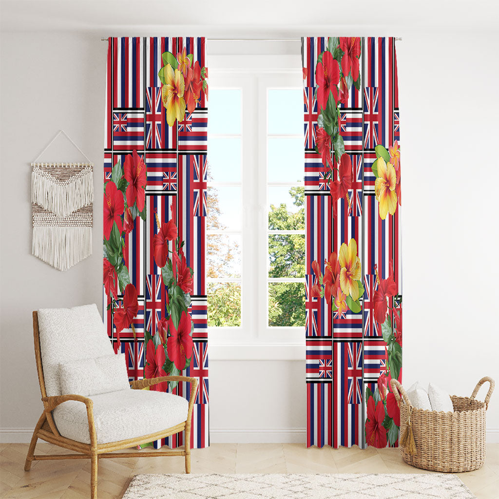Hawaii Hibiscus Lei Window Curtain Hawaiian Flag Motif