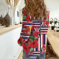 Hawaii Hibiscus Lei Women Casual Shirt Hawaiian Flag Motif LT9 - Polynesian Pride