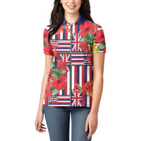 Hawaii Hibiscus Lei Women Polo Shirt Hawaiian Flag Motif LT9 - Polynesian Pride