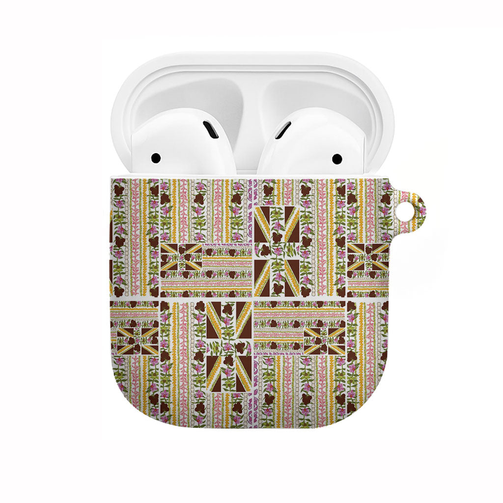 Hawaii Lokelani Pikake Lei AirPods Case Hawaiian Flag Motif