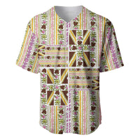 Hawaii Lokelani Pikake Lei Baseball Jersey Hawaiian Flag Motif