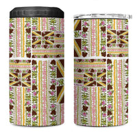 Hawaii Lokelani Pikake Lei 4 in 1 Can Cooler Tumbler Hawaiian Flag Motif