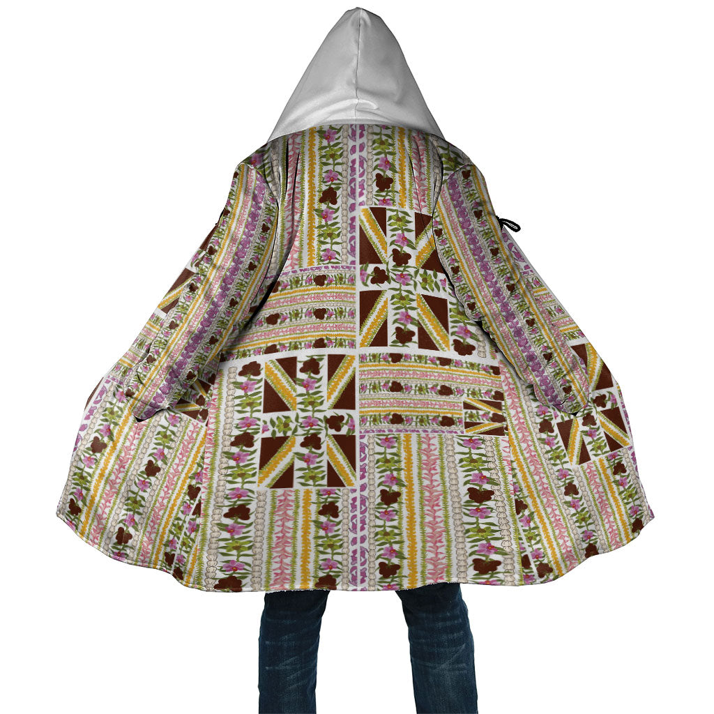 Hawaii Lokelani Pikake Lei Cloak Hawaiian Flag Motif