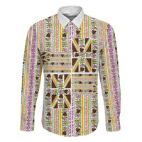 Hawaii Lokelani Pikake Lei Family Matching Off Shoulder Short Dress and Hawaiian Shirt Hawaiian Flag Motif
