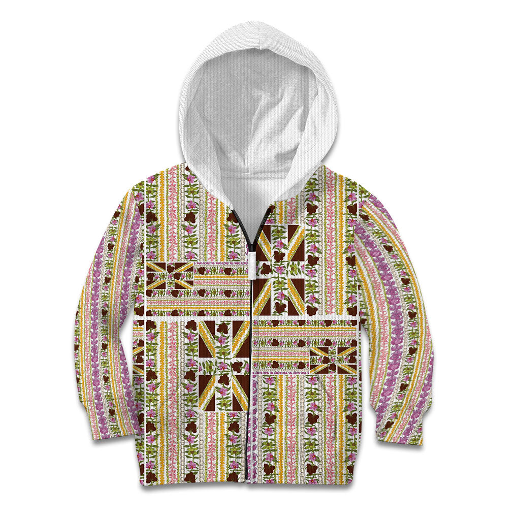 Hawaii Lokelani Pikake Lei Kid Hoodie Hawaiian Flag Motif