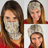 Hawaii Lokelani Pikake Lei Neck Gaiter Hawaiian Flag Motif
