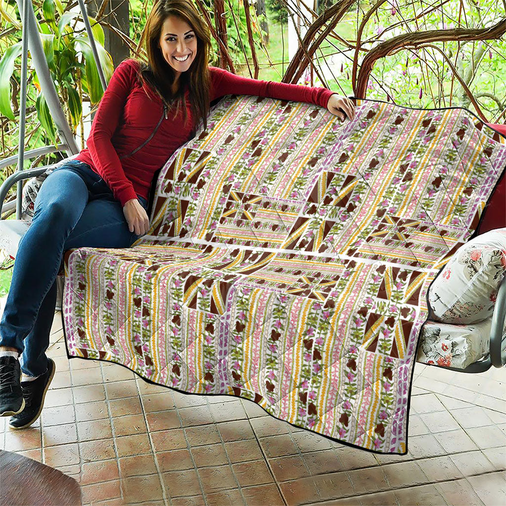 Hawaii Lokelani Pikake Lei Quilt Hawaiian Flag Motif