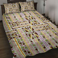 Hawaii Lokelani Pikake Lei Quilt Bed Set Hawaiian Flag Motif