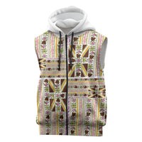 Hawaii Lokelani Pikake Lei Sleeveless Zip Hoodie Hawaiian Flag Motif LT9 White - Polynesian Pride