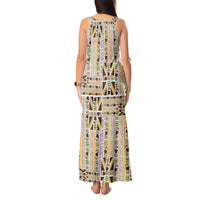 Hawaii Lokelani Pikake Lei Tank Maxi Dress Hawaiian Flag Motif LT9 - Polynesian Pride