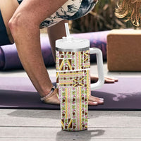 Hawaii Lokelani Pikake Lei Tumbler With Handle Hawaiian Flag Motif