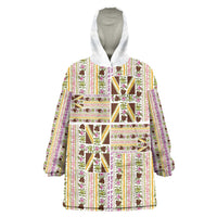 Hawaii Lokelani Pikake Lei Wearable Blanket Hoodie Hawaiian Flag Motif