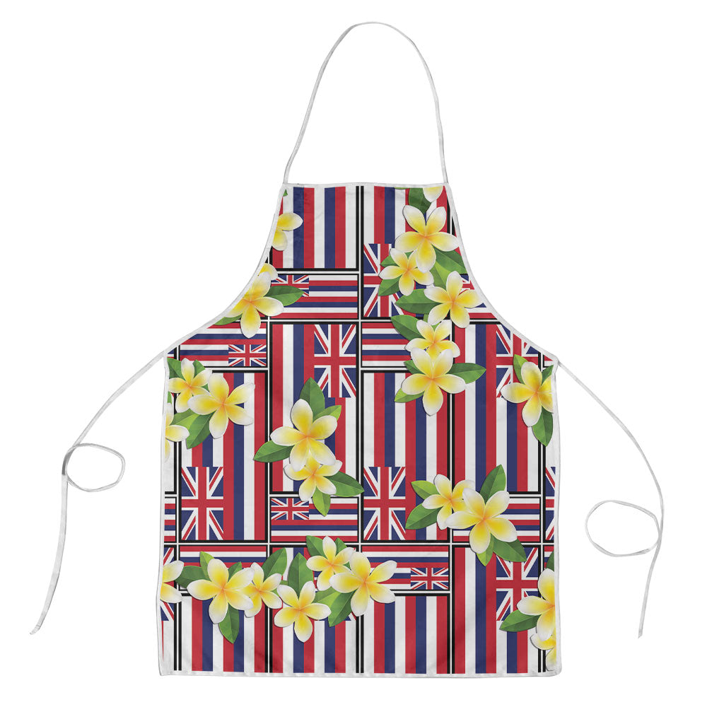 Hawaii Plumeria Lei Apron Hawaiian Flag Motif