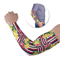 Hawaii Plumeria Lei Arm Sleeves Hawaiian Flag Motif