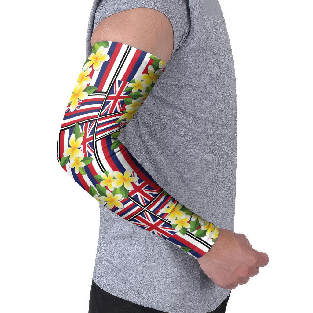 Hawaii Plumeria Lei Arm Sleeves Hawaiian Flag Motif