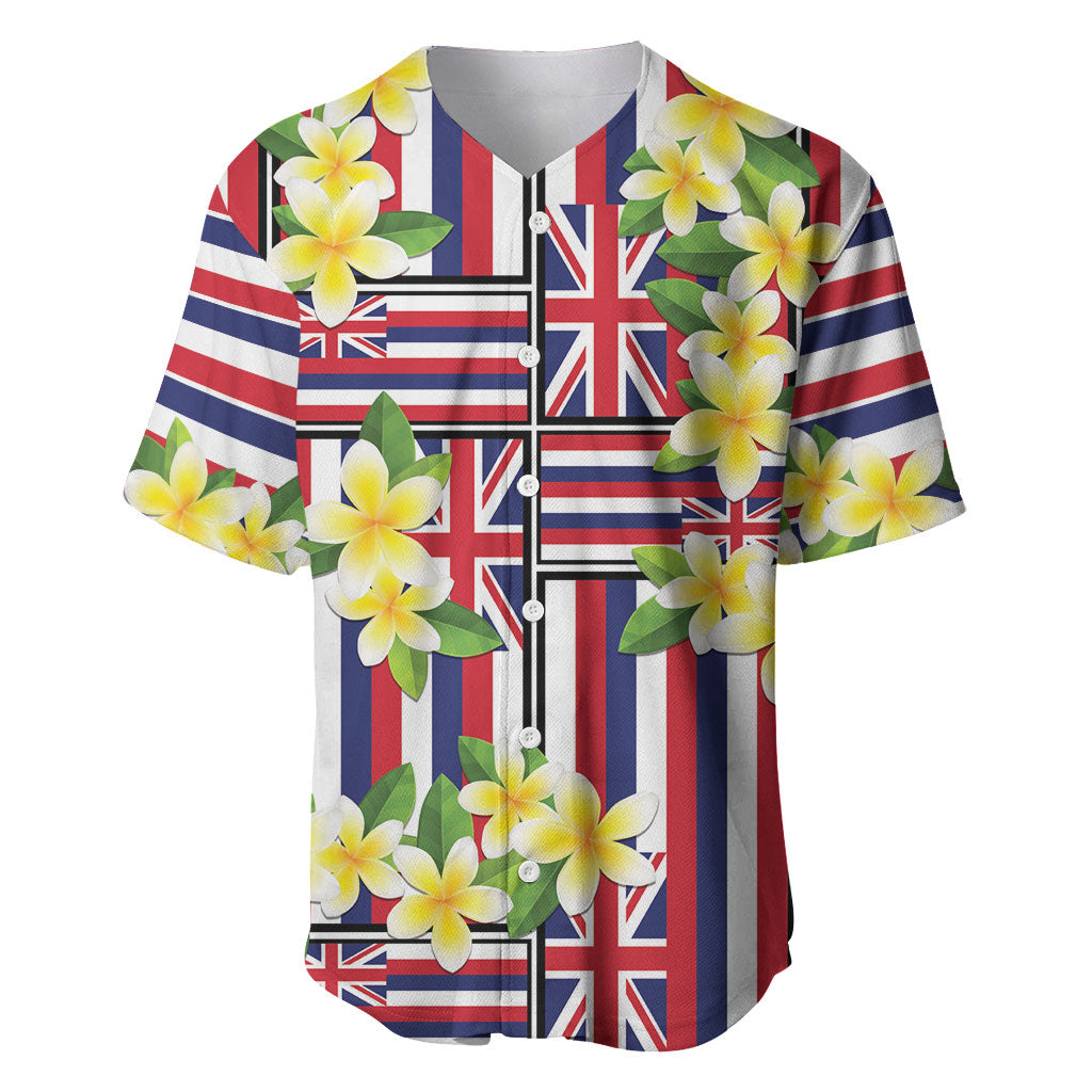Hawaii Plumeria Lei Baseball Jersey Hawaiian Flag Motif LT9 Red - Polynesian Pride