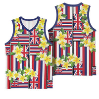 Hawaii Plumeria Lei Basketball Jersey Hawaiian Flag Motif