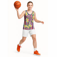 Hawaii Plumeria Lei Basketball Jersey Hawaiian Flag Motif