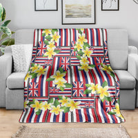 Hawaii Plumeria Lei Blanket Hawaiian Flag Motif