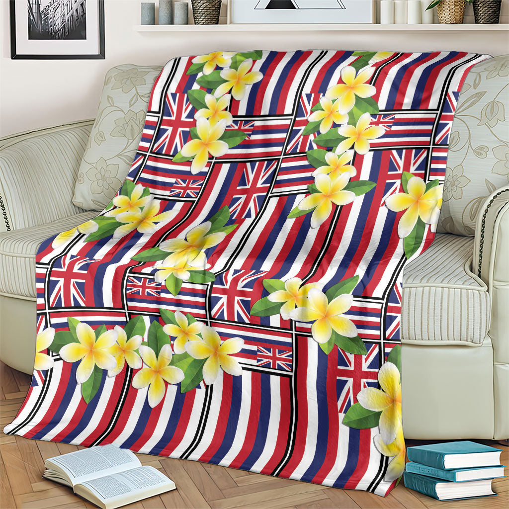 Hawaii Plumeria Lei Blanket Hawaiian Flag Motif