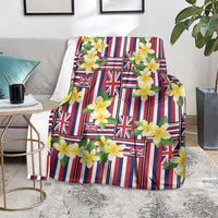 Hawaii Plumeria Lei Blanket Hawaiian Flag Motif