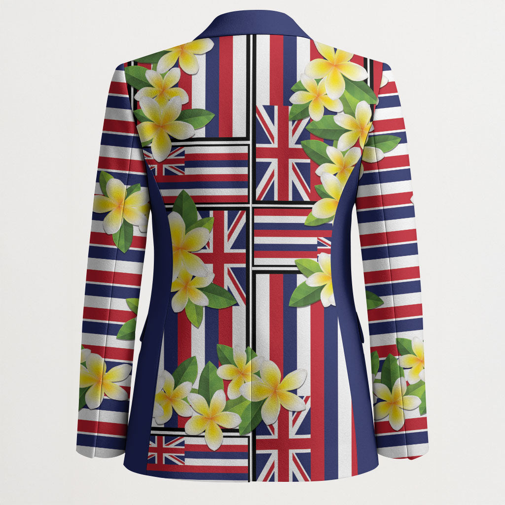 Hawaii Plumeria Lei Blazer Hawaiian Flag Motif