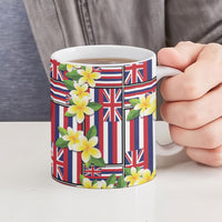 Hawaii Plumeria Lei Ceramic Mug Hawaiian Flag Motif