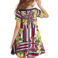 Hawaii Plumeria Lei Family Matching Long Sleeve Bodycon Dress and Hawaiian Shirt Hawaiian Flag Motif